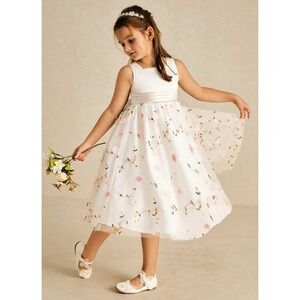 Azazie‎ Pollie Blushing Pink White Alabaster A-Line Bow Tulle Dress Size 7